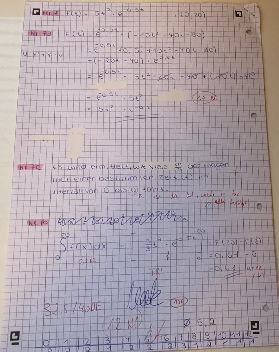 Name:
Klausur Integralrechnung Nr. 1 (Q1 GK)
07.11.2023
Lösungs- und Rechenwege immer vollständig und nachvollziehbar angeben.
✓Aufgabe 1
