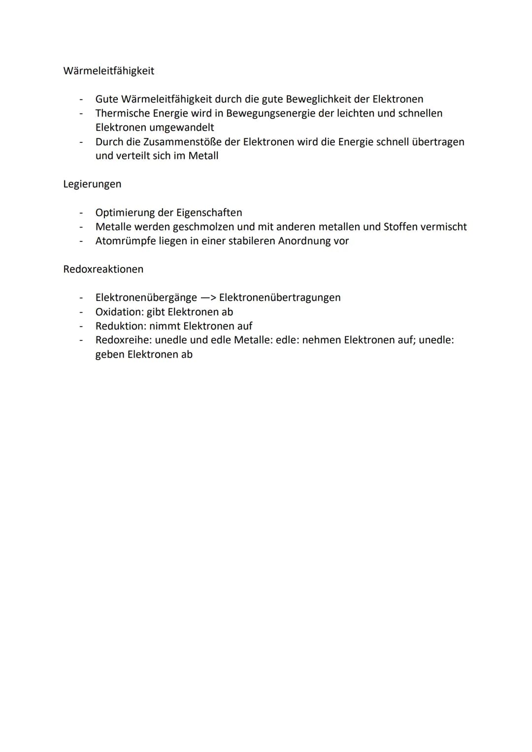 # Elektrochemie
Elektronengasmodell
- Charakteristische Eigenschaften der
Metalle lassen sich erklären
- Metallstück: Metall-Kationen, d
