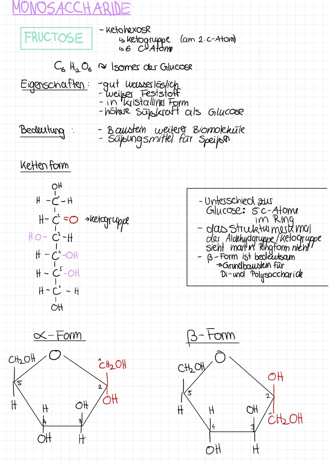 # Monosaccaride
Glucose
C6 (H20)6 C6H12O6
- Traubenzucker $\hat{=}$ Dextrose
- Vertreter der Hexosen (6-C Atome) und Allosen (Aldehydgru