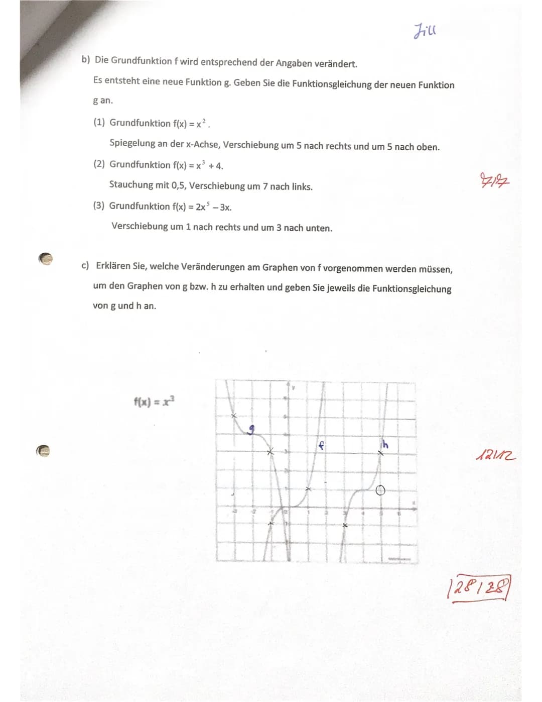 Jill
Mathe GK EF/1. Hj.
2. Klausur
Teil 1 (hilfsmittelfreier Teil)
21.12.2020
218
313
313
18/9/
Aufgabe 1
a) Geben Sie die Funktions