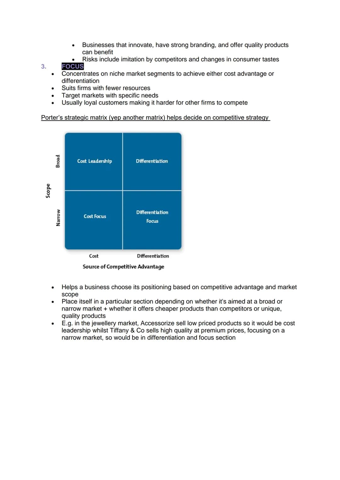 # CHOOSING STRATEGIC DIRECTION
- General path a business takes
- Meet aims and objectives
- Key features are which markets to compete in, w