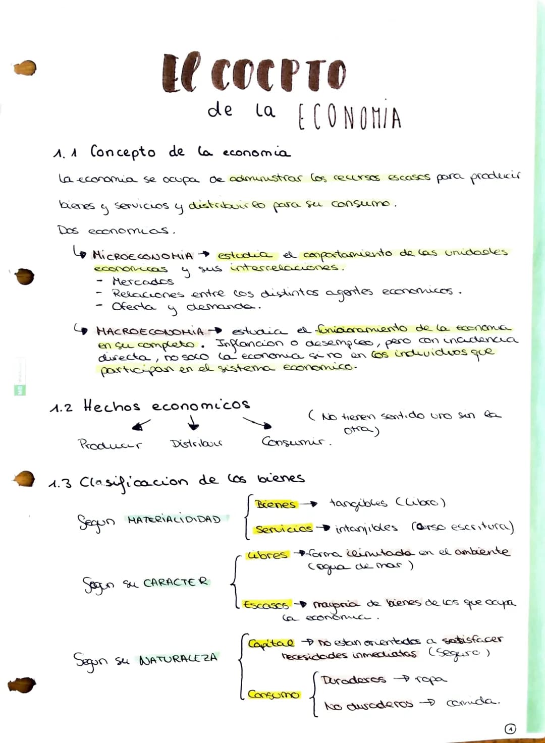 # El COCPTO
de la ECONOMIA
1.1 Concepto de la economia
la economia se ocupa de admirustrar los recursos escases para producir
bienes y se