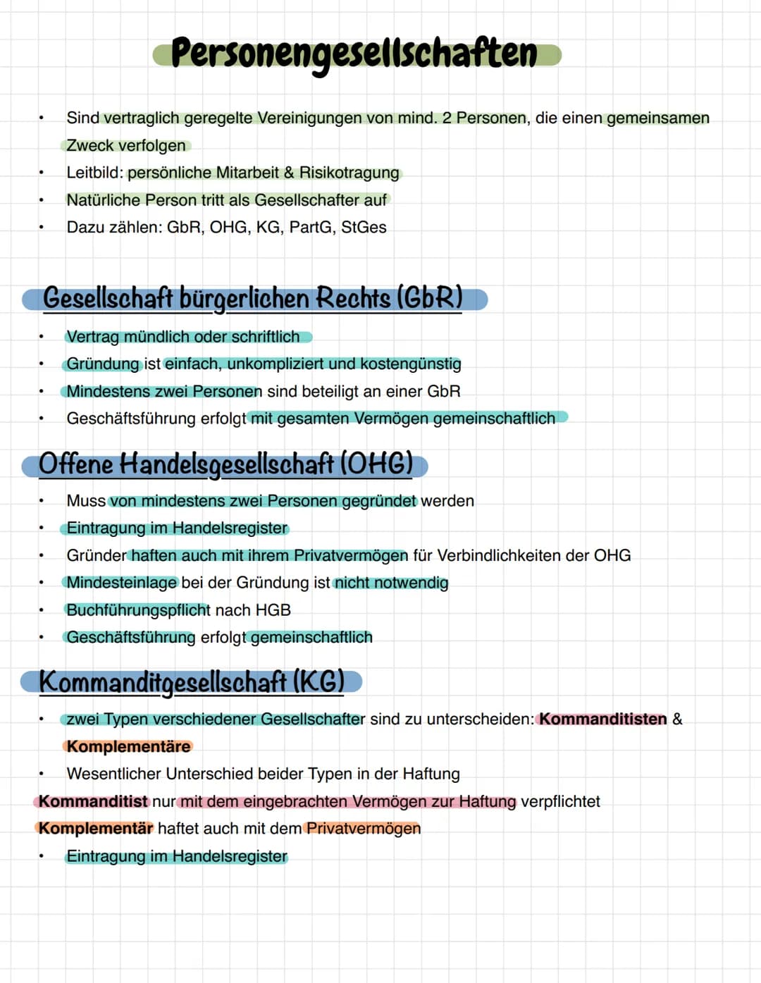 # Rechtsformen
OHG
Gründung: mindestens 2 Gesellschafter
Mindestkapital: kein Mindest kapital notwendig
Geschäftsführung: jeder Gesellsc