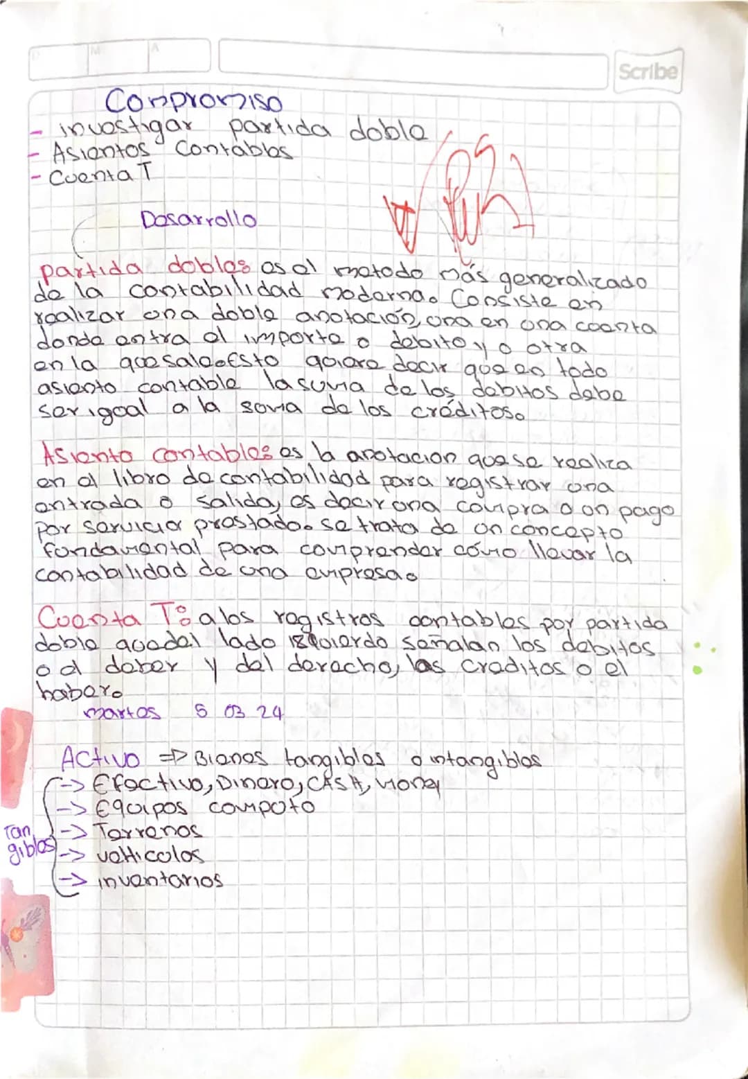 Scribe
Compromiso
- investigar partida dobla
- Asientos Contables
- Cuenta T
Desarrollo
partida dobles as al metodo más generalizado
de l