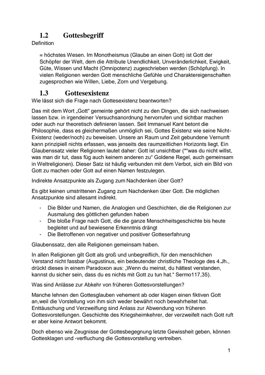 2023
Religion Abi
2023
Zusammenfassung # 1. Themenkreis 03 Gott
## 1.1 Fachbegriffe zum Thema
Agnostizismus
Gottesweise
Positivismus
Ant