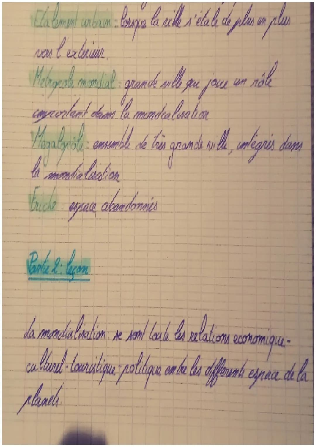 Geographie
Chapitre 1: das velles dans le mondialisation
Vcharpation
der habitant el
croemance des villes, que gagnent dar,
qui s'étaient d