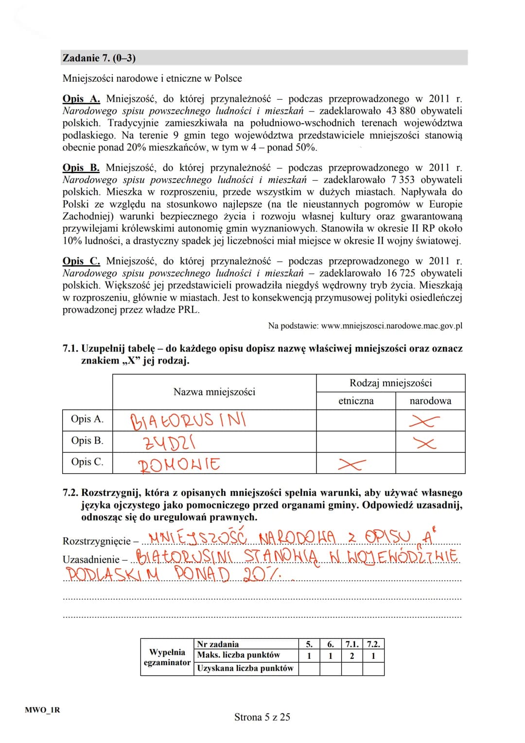CENTRALNA
KOMISJA
EGZAMINACYJNA
Arkusz zawiera informacje
prawnie chronione do momentu
rozpoczęcia egzaminu.
MWO
2016
UZUPEŁNIA ZDAJĄCY