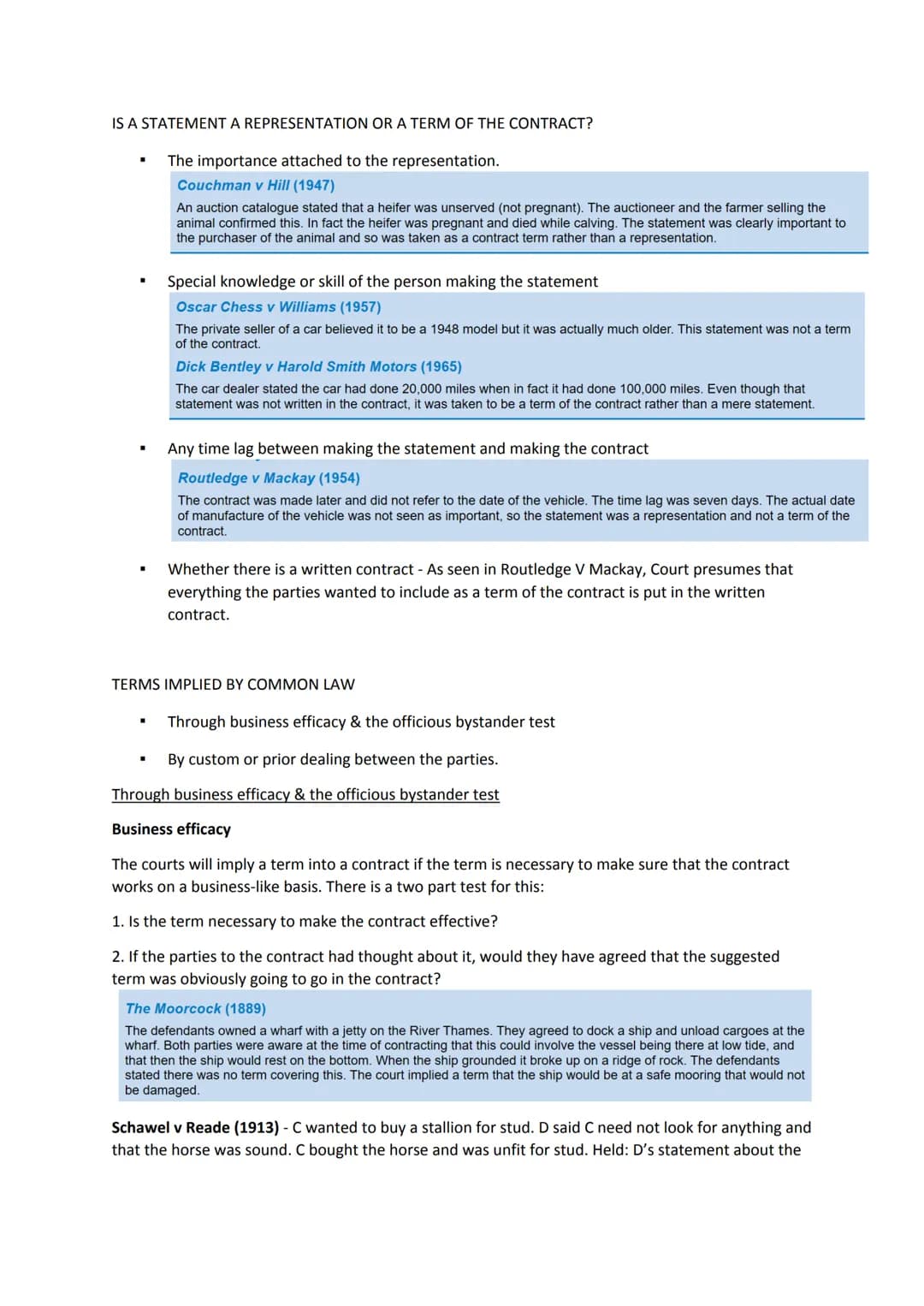 # Contract Law
Formation of a contract:
- Offer and Acceptance
- Consideration
- Privity
- Intention to create legal relations
Terms of a