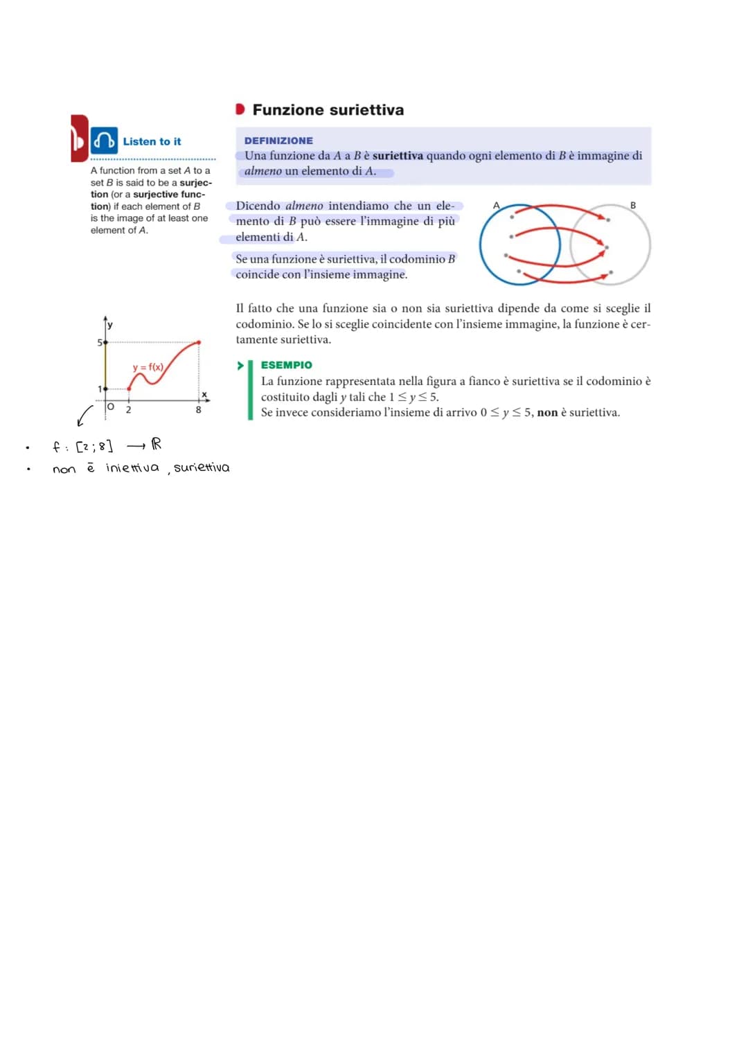 # DEFINIZIONE
Una relazione f fra due insiemi A e B è una funzione se a ogni elemento di A
associa uno e un solo elemento di B.
Poiché una