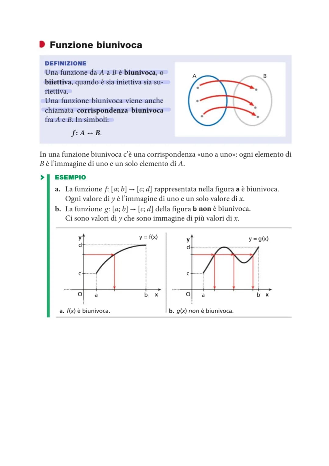 # DEFINIZIONE
Una relazione f fra due insiemi A e B è una funzione se a ogni elemento di A
associa uno e un solo elemento di B.
Poiché una