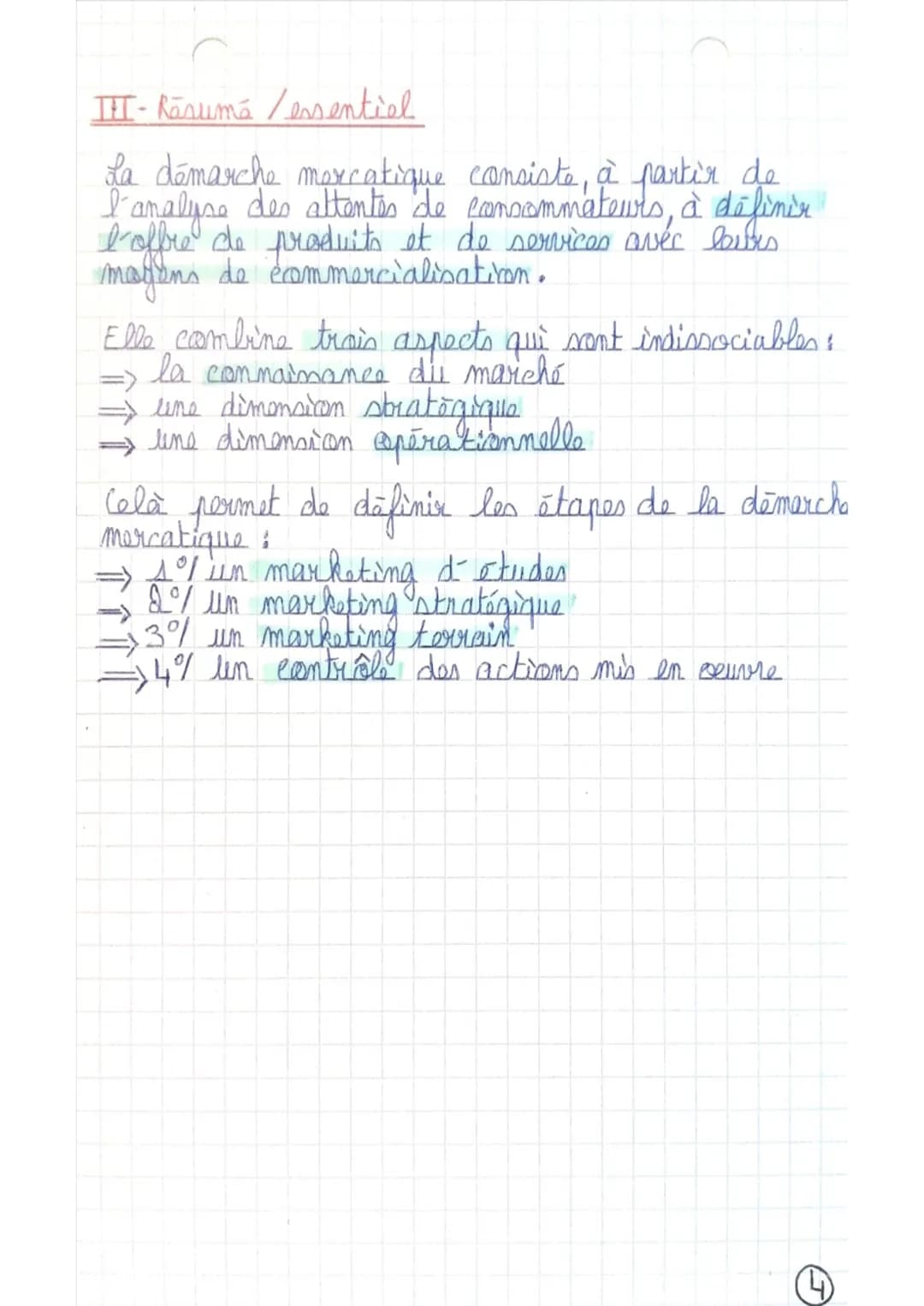 Méthologie de la
damarche mercatique
I- Définition
La démarche mercatique consiste à partir de l'ama-
lyse des attentes de consommateurs,