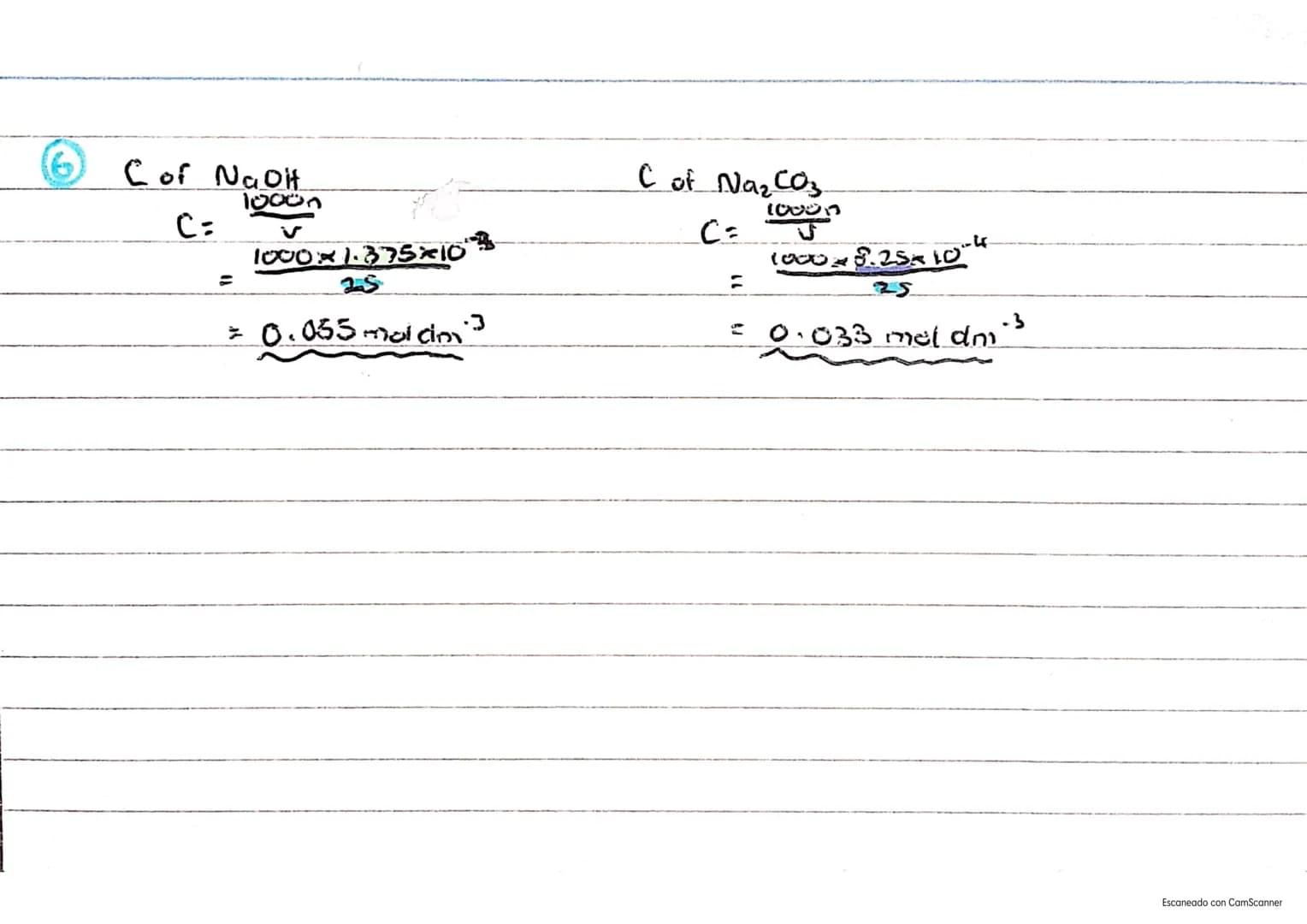 Titrations
25am³ of unknown Solution reacts with 20cm³ of 0.5mol dm³
of known solution. What is concentration of unknown?
| | Known