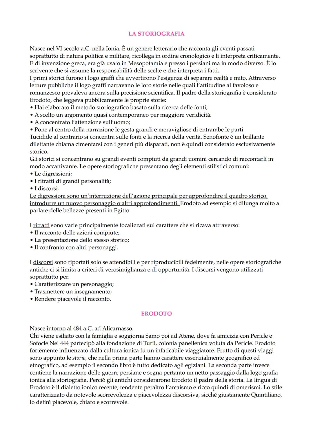 # LA STORIOGRAFIA
Nasce nel VI secolo a.C. nella Ionia. È un genere letterario che racconta gli eventi passati
soprattutto di natura politi