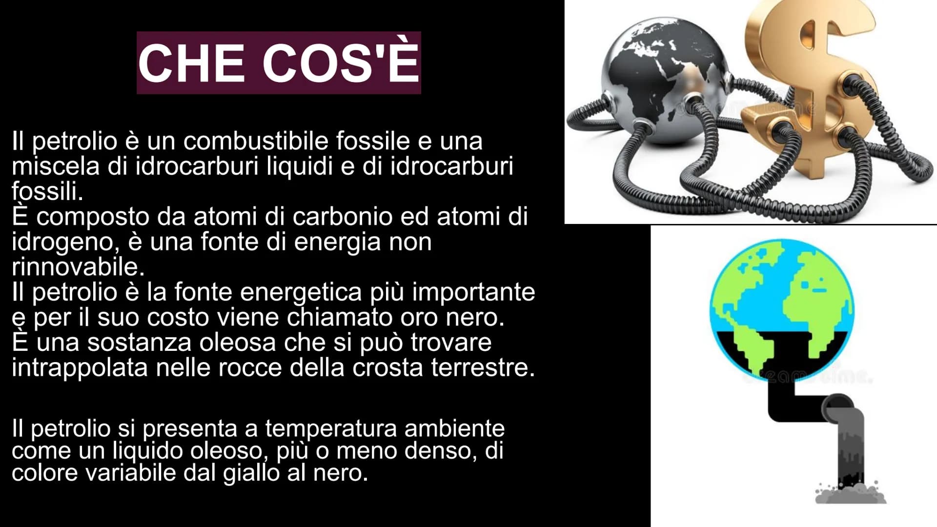 # IL PETROLIO
By Alessandra Feola # INDICE
* CHE COS'È IL PETROLIO
* LE MATERIE FOSSILI
* COME SI FORMA IL PETROLIO
* POZZI PETROL