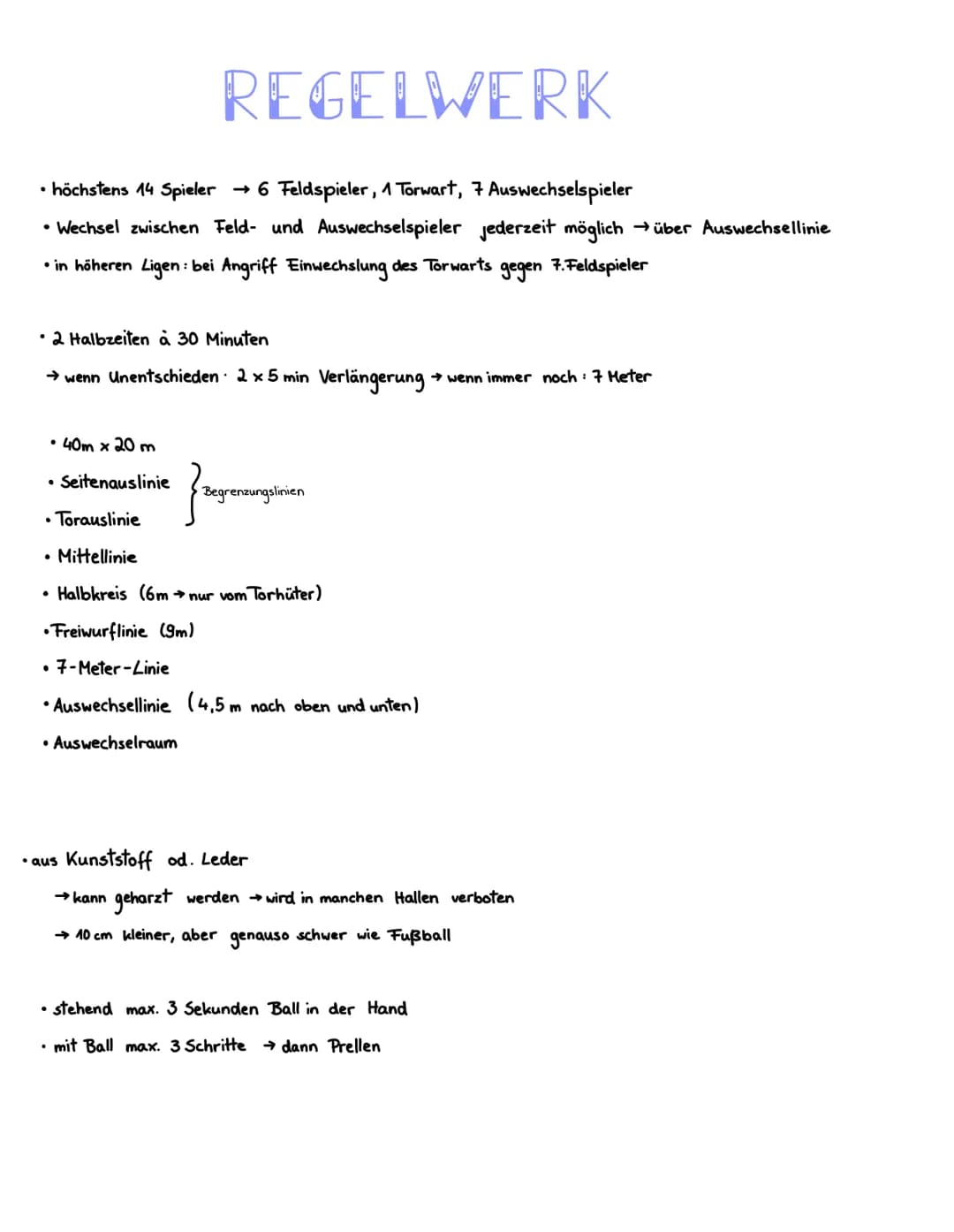 REGELWERK
• höchstens 14 Spieler $\rightarrow$ 6 Feldspieler, 1 Torwart, 7 Auswechselspieler
• Wechsel zwischen Feld- und Auswechselspiele