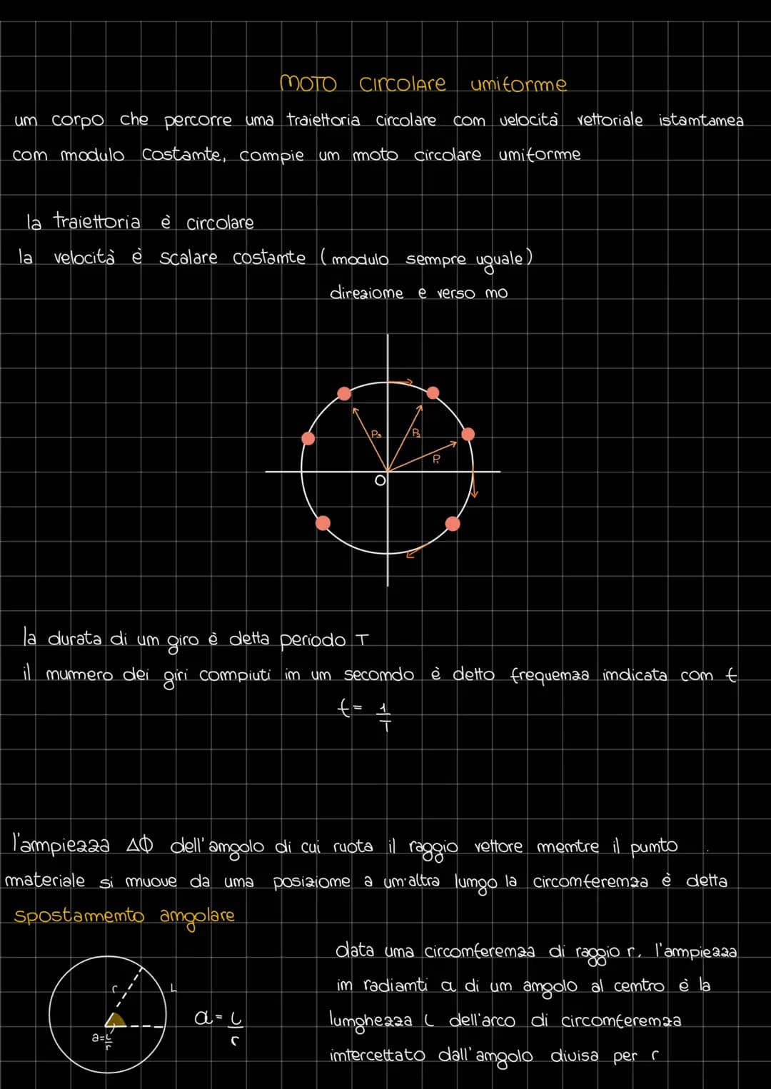 # MOTO circolare umiforme
um corpo che percorre uma traiettoria circolare com velocità vettoriale istamtamea
com modulo Costamte, compie um