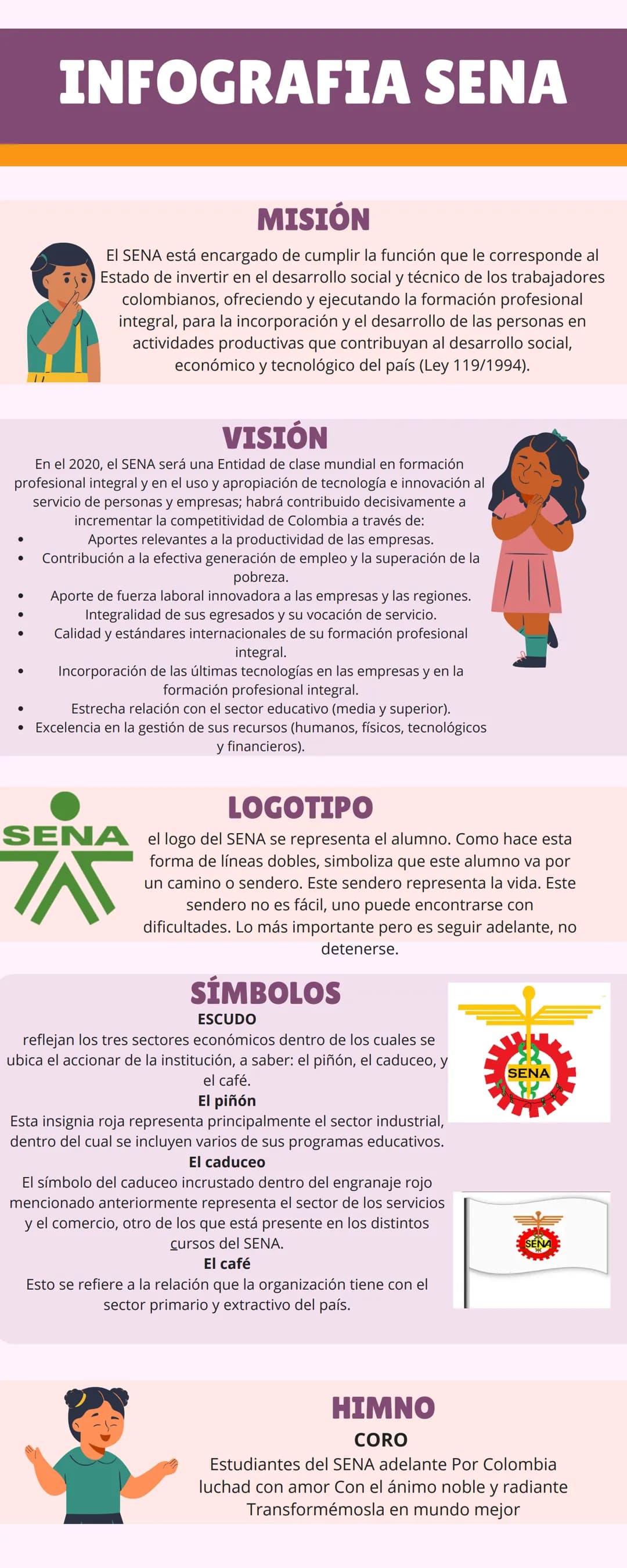 # INFOGRAFIA SENA
## MISIÓN
EI SENA está encargado de cumplir la función que le corresponde al
Estado de invertir en el desarrollo social y