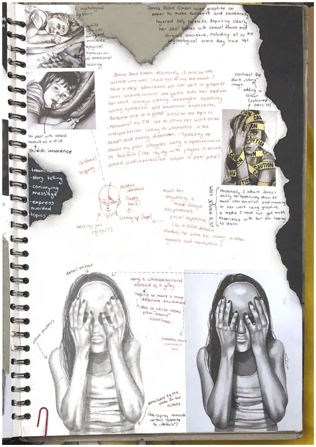 jenna Rose
Simon
currall idea-how prom
child's perspective the
typography
Works with graphite
and the occasional
Coloured
pencils
abuser is