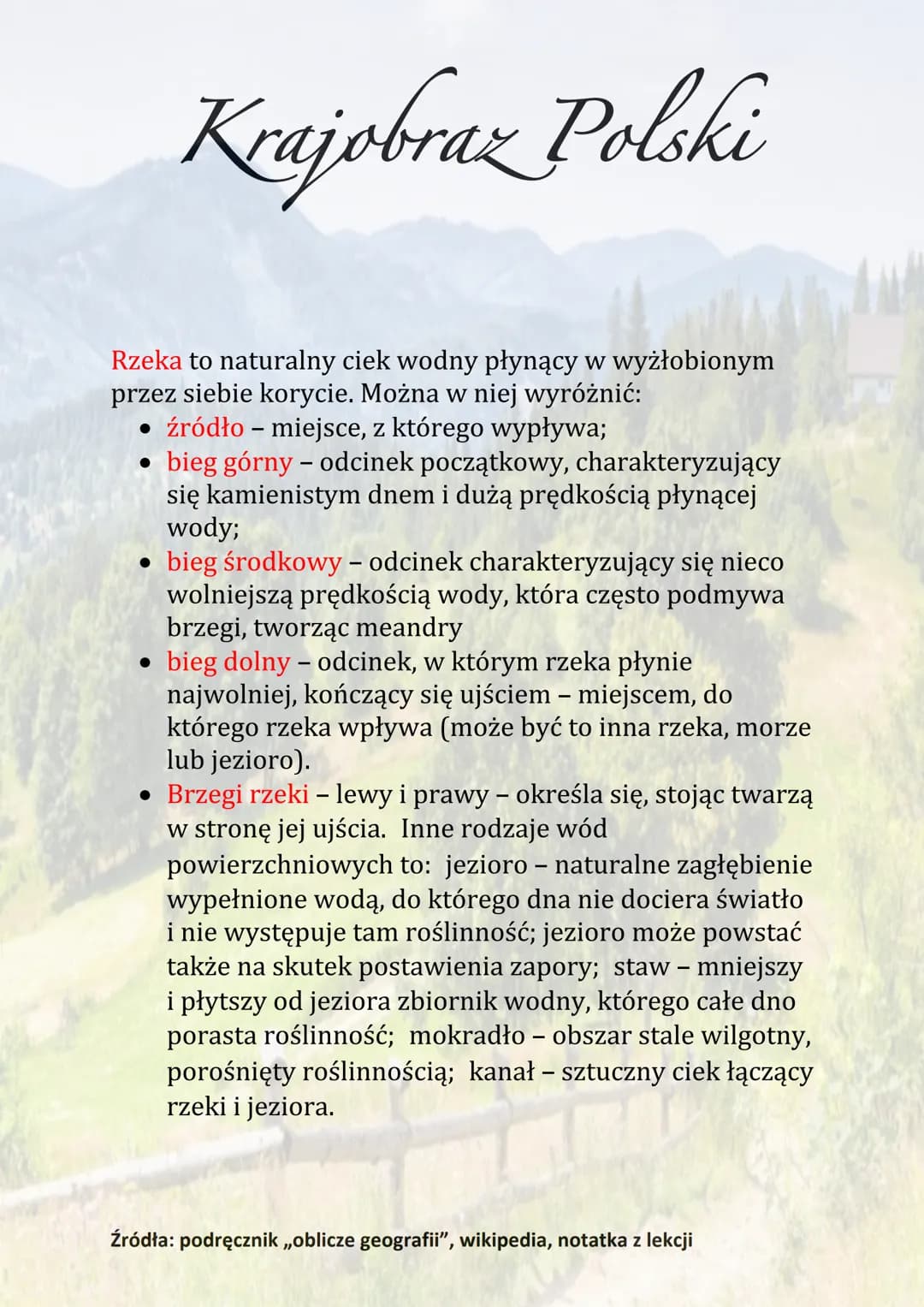 # Krajobraz Polski
Krajobrazy Polski są zróżnicowane. Przeważają niziny,
a w środkowej i południowej części kraju występują
wyżyny i góry.