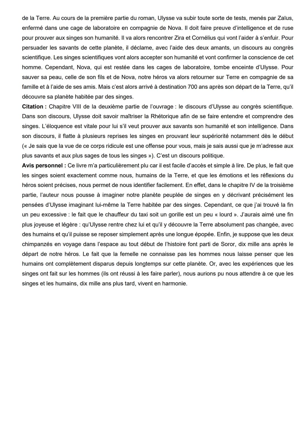 # Fiche de lecture
Titre: La planète des singes
Auteur: Pierre Boulle
Eléments biographiques concernant l'auteur: Pierre Boulle est né en