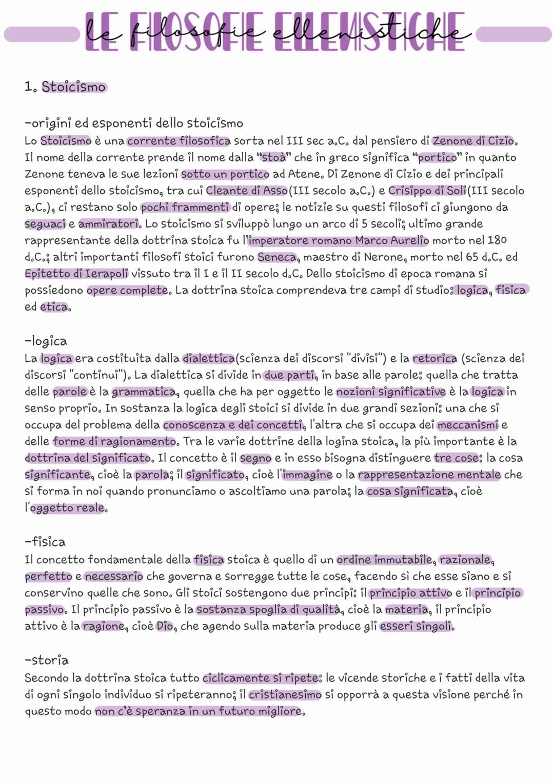 # le filosofie ellenistiche
1. Stoicismo
-origini ed esponenti dello stoicismo
Lo Stoicismo è una corrente filosofica sorta nel III sec a