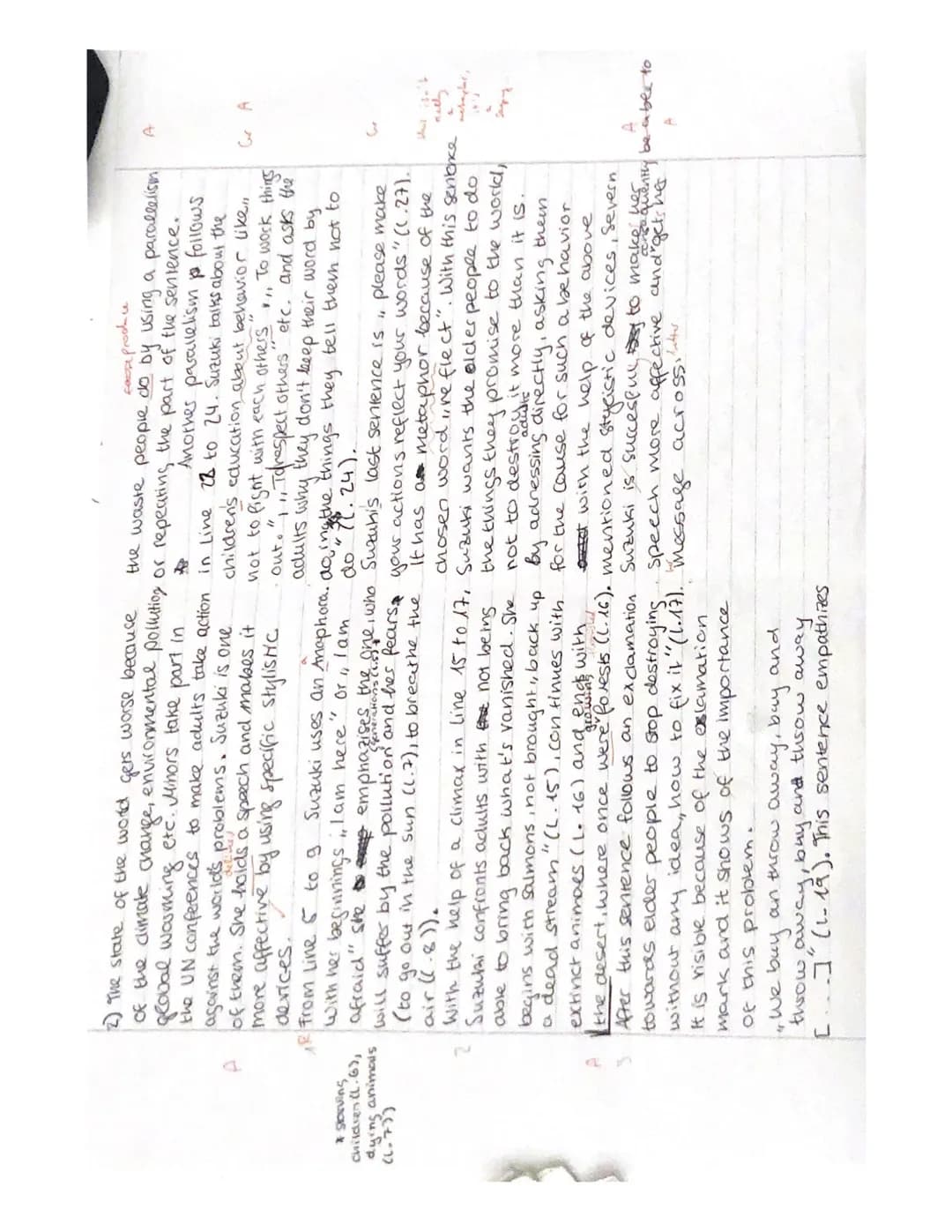 agree disa
Aufgabenstellung
1. Summarize the speech by Severn Suzuki using your own words.
(Comprehension: 16 Punkte)
2. Analyse six stylis