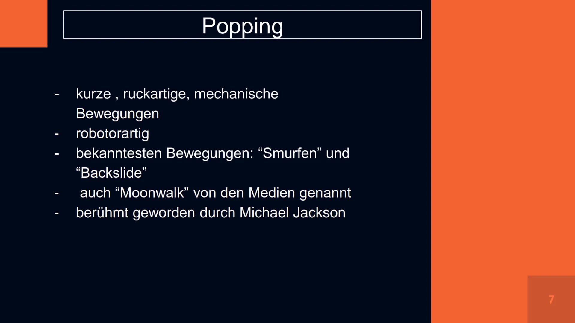 HIP HOP Verlauf
1. Allgemeines
2. Herkunft des Namens
3. Entwicklung des Tanzes
4. Tanzstile
5. Techniken des „Breakdance",,,Locking" &