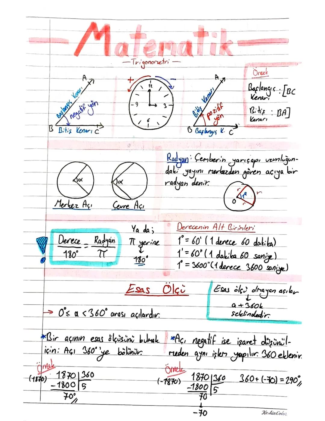 - Matematik-
Başlangıç Kenarı
negatif yo'n
B Bitis Kenarı C
Δα
α
Merkez Açı
-Trigonometri
9
12
3
Bitis Kenarı
pozidif
yon
B Başlangı