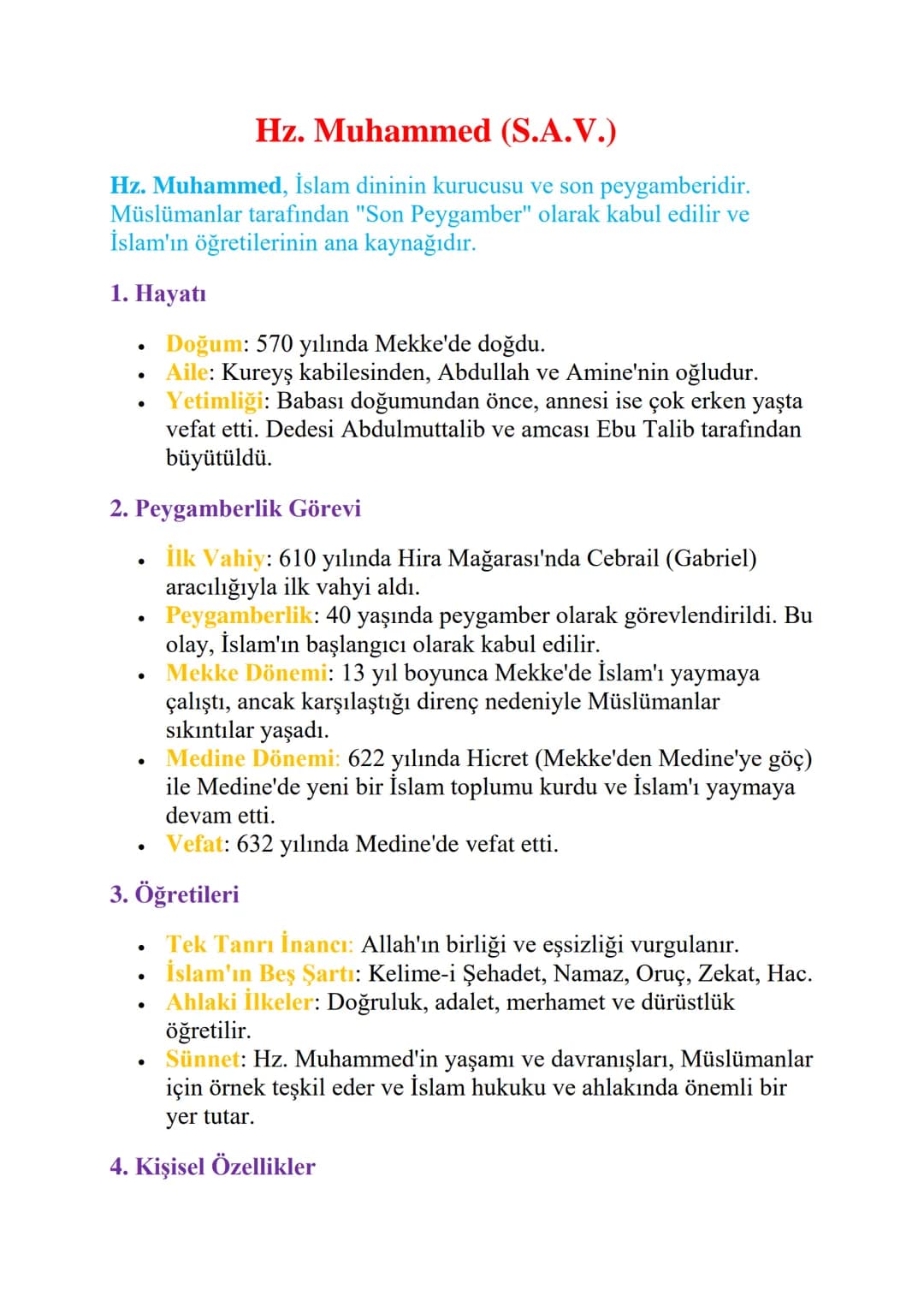 # Hz. Muhammed (S.A.V.)
Hz. Muhammed, İslam dininin kurucusu ve son peygamberidir.
Müslümanlar tarafından "Son Peygamber" olarak kabul edil