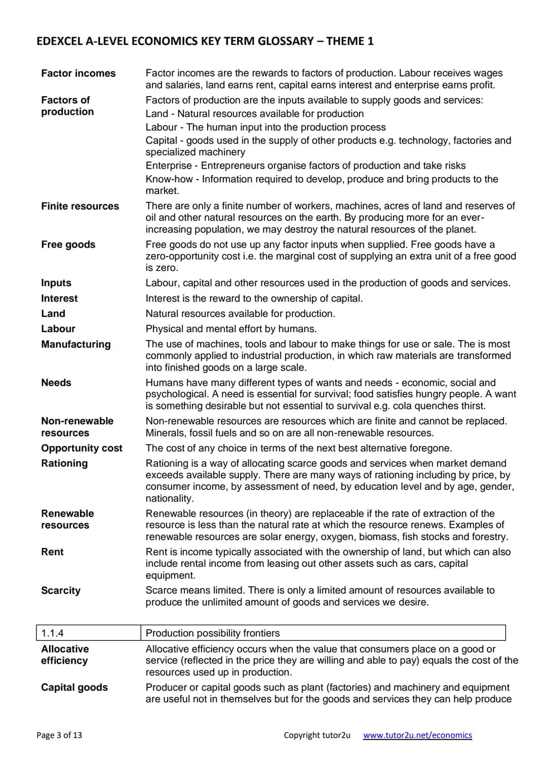 # EDEXCEL A-LEVEL ECONOMICS (A)
# KEY TERM GLOSSARY
Theme 1 – Introduction to
Markets and Market Failure
tutor2u EDEXCEL A-LEVEL ECONOMICS K