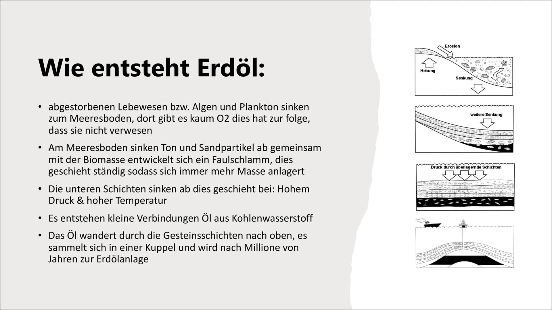 # Erdöl- fossiler Energie
# Träger
(nur begrenzt verfügbar) ## Inhaltsverzeichnis
* Was ist Erdöl?
* Wie entsteht Erdöl?
* Erdölför