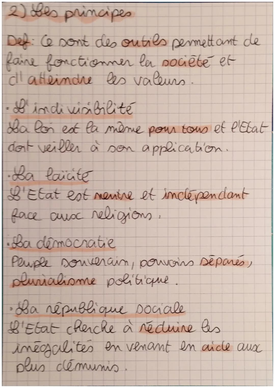 3
Valeurs, principes et symboles de
la République
1) Valeurs
Def: ce sont les idéaux à atteinche
ou des règles morales à respecter
car ell