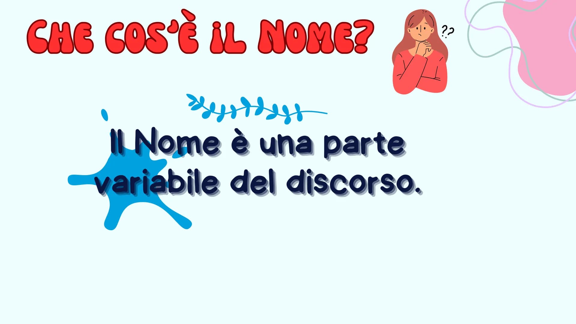 # NOME
PREDA # CHE COS'È IL NOME?
Il Nome è una parte
variabile del discorso.
??
/ IL NOME
PUÒ ESSERE
SINGOLARE
riferendosi a
un solo
og