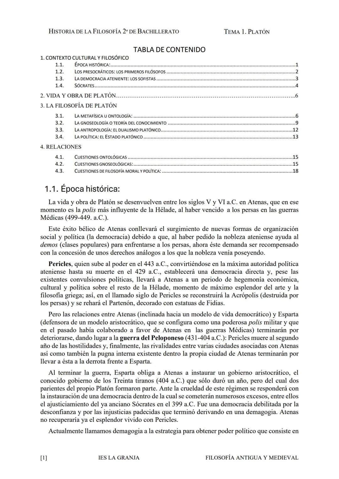 $\Phi$
IES LA GRANJA
HISTORIA DE LA
FILOSOFÍA
occidental
APUNTES PARA EL
COMENTARIO DE
TEXTOS # Platón HISTORIA DE LA FILOSOFÍA 2º DE B