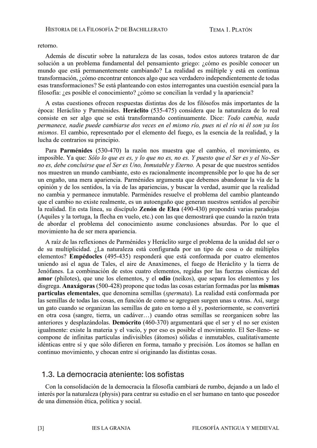 $\Phi$
IES LA GRANJA
HISTORIA DE LA
FILOSOFÍA
occidental
APUNTES PARA EL
COMENTARIO DE
TEXTOS # Platón HISTORIA DE LA FILOSOFÍA 2º DE B
