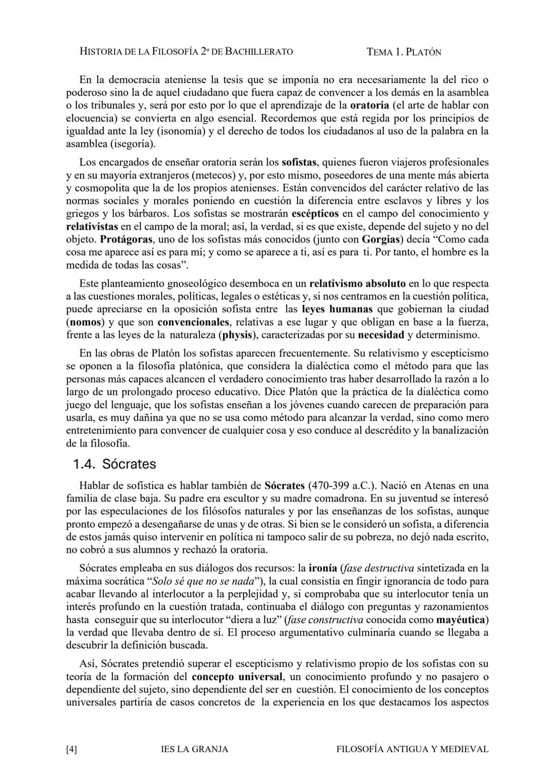 $\Phi$
IES LA GRANJA
HISTORIA DE LA
FILOSOFÍA
occidental
APUNTES PARA EL
COMENTARIO DE
TEXTOS # Platón HISTORIA DE LA FILOSOFÍA 2º DE B