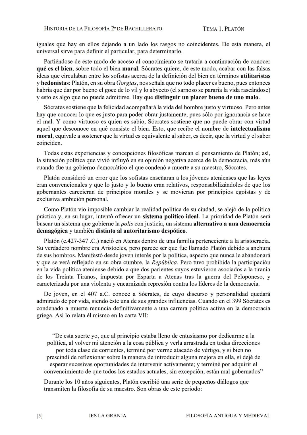 $\Phi$
IES LA GRANJA
HISTORIA DE LA
FILOSOFÍA
occidental
APUNTES PARA EL
COMENTARIO DE
TEXTOS # Platón HISTORIA DE LA FILOSOFÍA 2º DE B