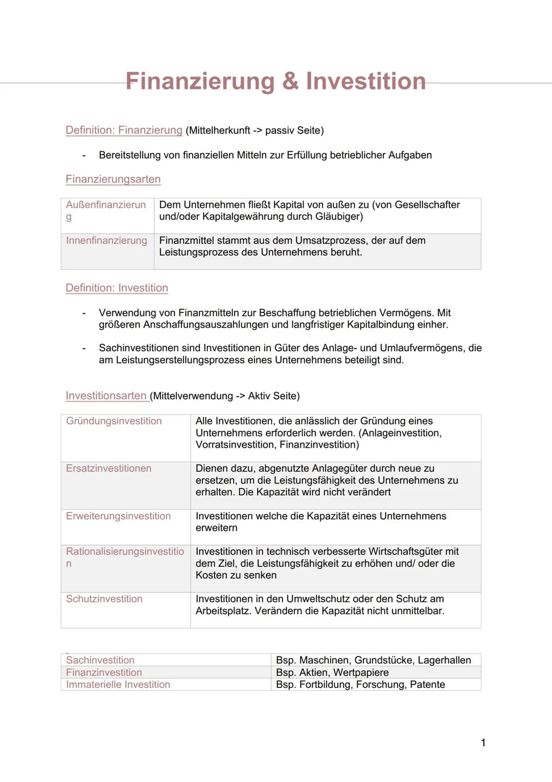 # Zusammenhang zwischen Investition & Finanzierung
Statische Betrachtung:
- Sie beurteilen eine Investition aufgrund der anfallenden Koste
