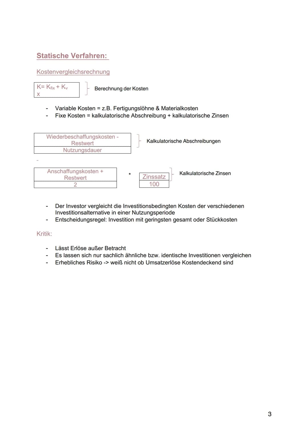 # Zusammenhang zwischen Investition & Finanzierung
Statische Betrachtung:
- Sie beurteilen eine Investition aufgrund der anfallenden Koste