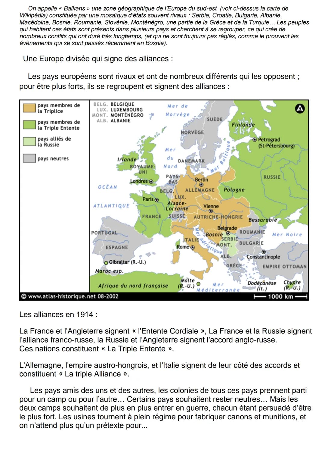 # La première guerre mondiale
La guerre de 1914-1918 a été le premier conflit généralisé, entraînant dans la guerre un nombre
important de