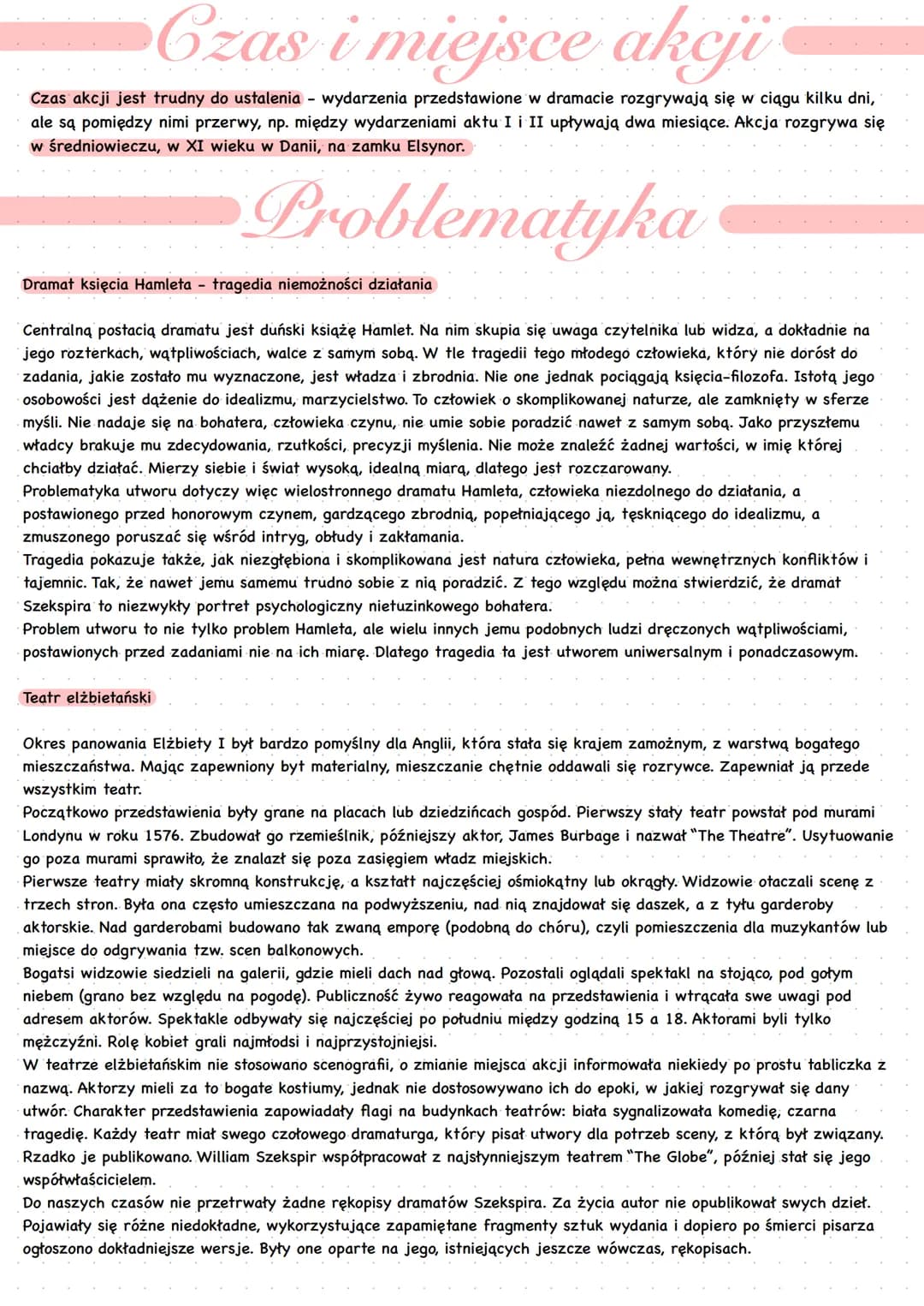 # Hamlet - William Szekspir
## Geneza
Pomysł tragedii zaczerpnął autor z XIII-wiecznej duńskiej kroniki Saxo Drammaticusa, ale nie bezpośr