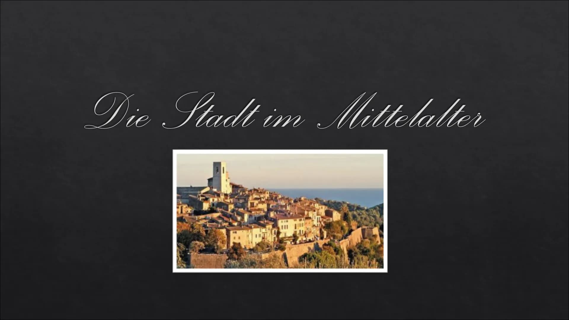 # Die Stadt im Mittelalter # Gliederung
* Allgemeines
* Gesellschaft
* Stadtaufbau
* Religion
* Ernährung
* Hygiene
* Krankhe