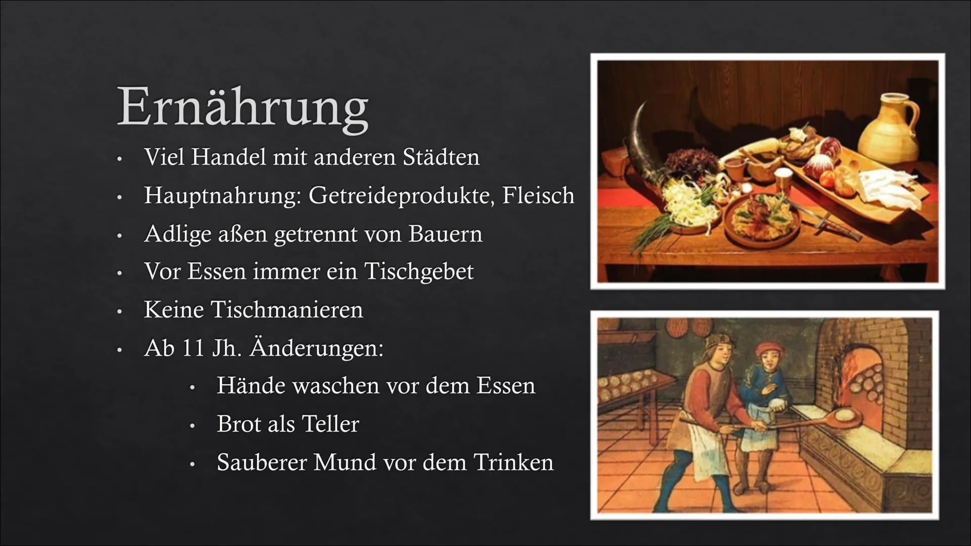 # Die Stadt im Mittelalter # Gliederung
* Allgemeines
* Gesellschaft
* Stadtaufbau
* Religion
* Ernährung
* Hygiene
* Krankhe
