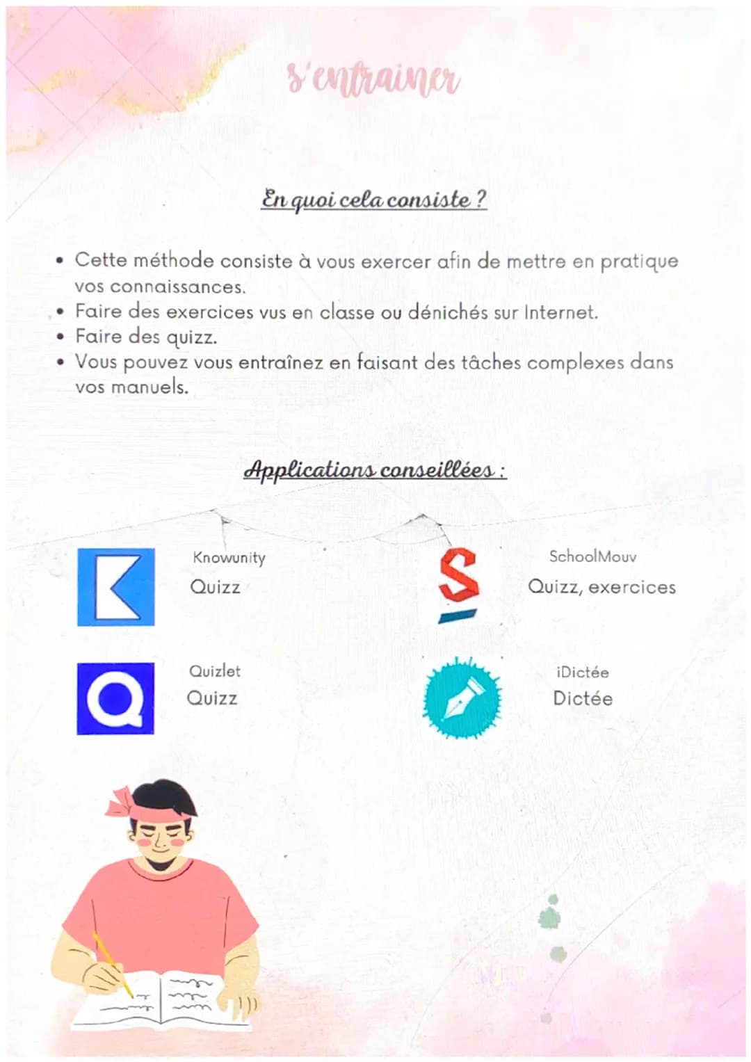 @studygirl
27
Comment réviser ?
méthodes de révision Mémoire auditive
Convient à qui?
Cette méthode convient à ceux qui
retiennent leurs