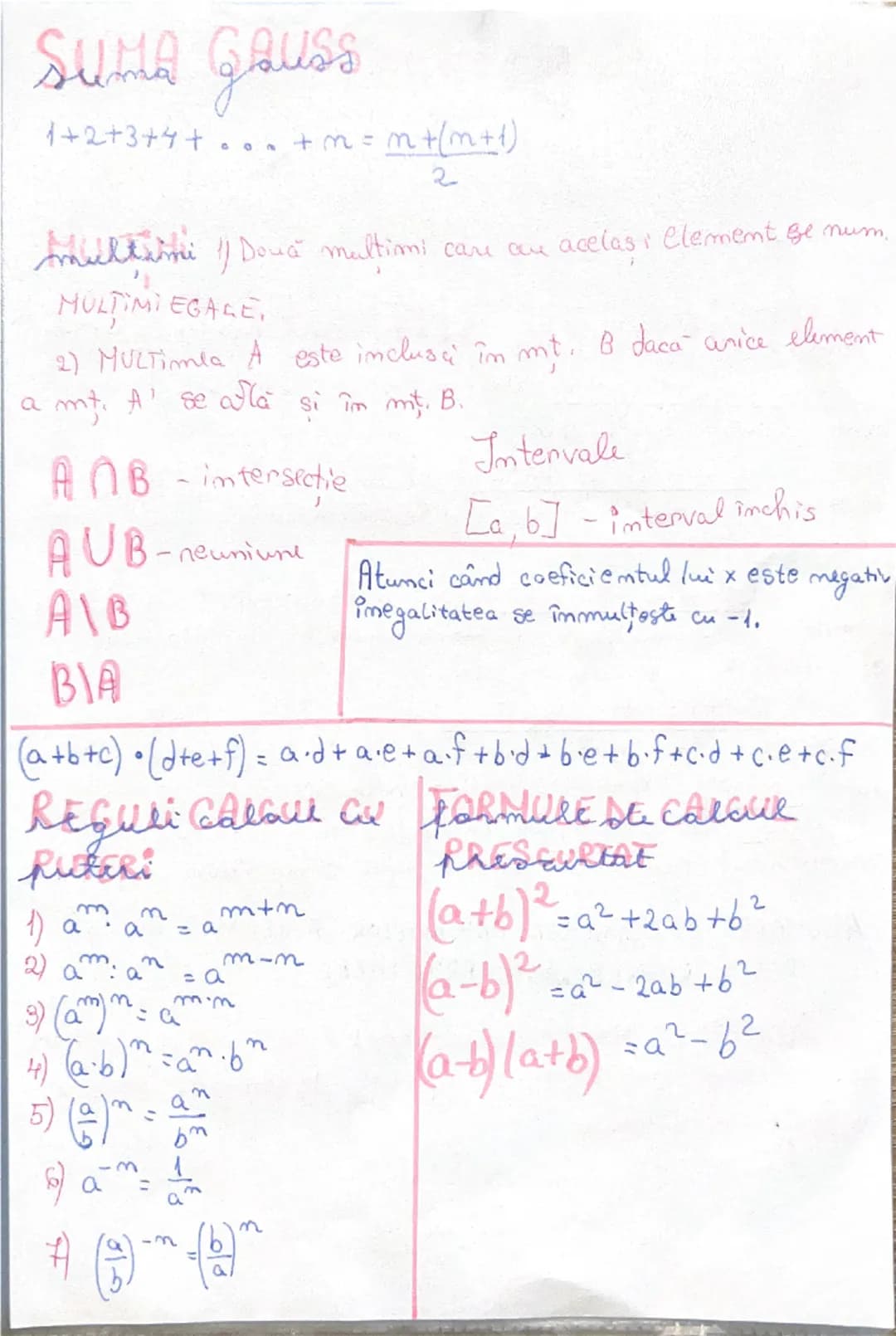 # SUMA GAUSS
1+2+3+4+....
...+ m = m+(m+1)
2
Ambeltirni // Două multimi care au acelaşi Clement ge num.
MULTIMI EGALE.
2) MULTimla A est