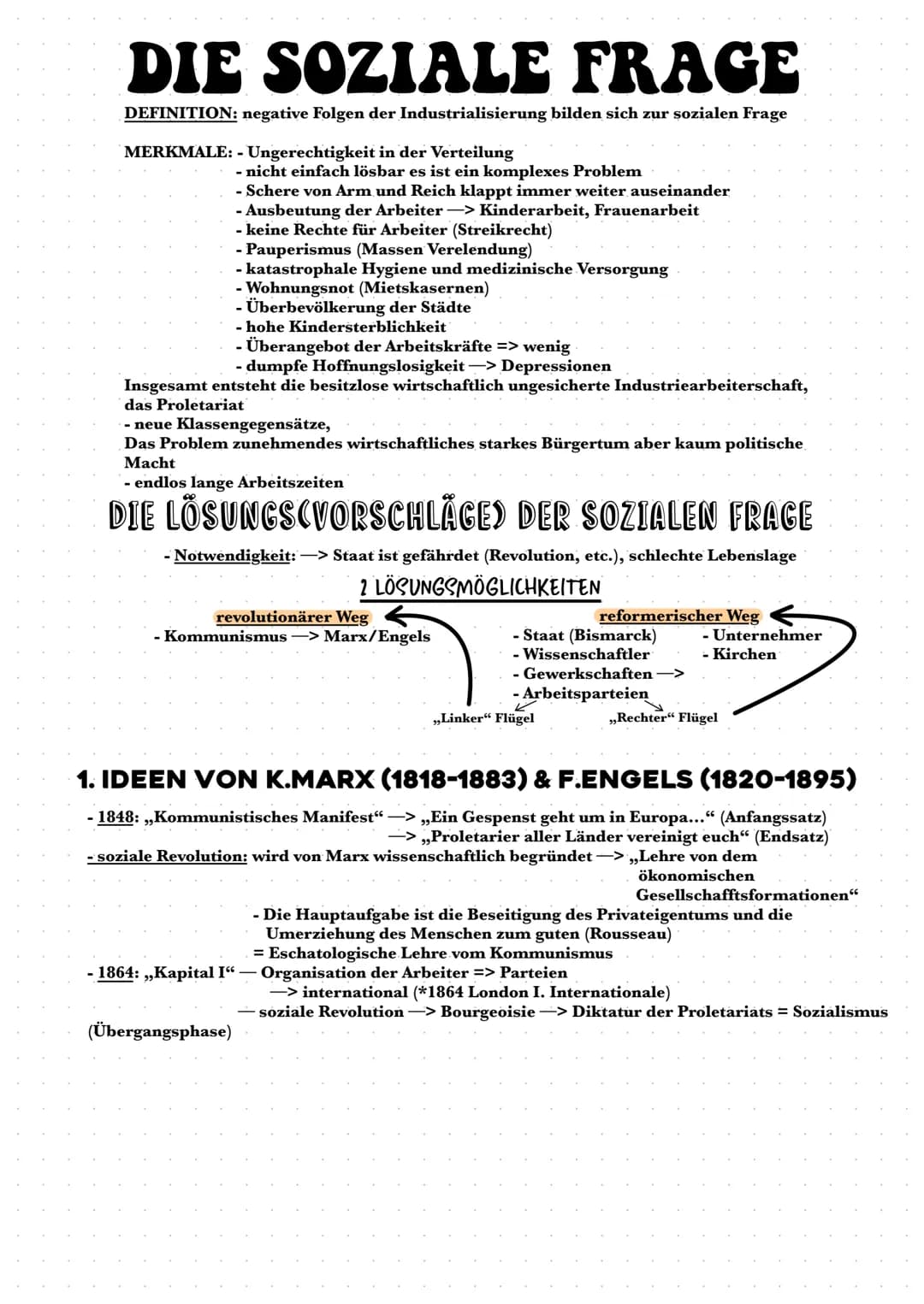 # DIE SOZIALE FRAGE
DEFINITION: negative Folgen der Industrialisierung bilden sich zur sozialen Frage
MERKMALE:- Ungerechtigkeit in der Ver