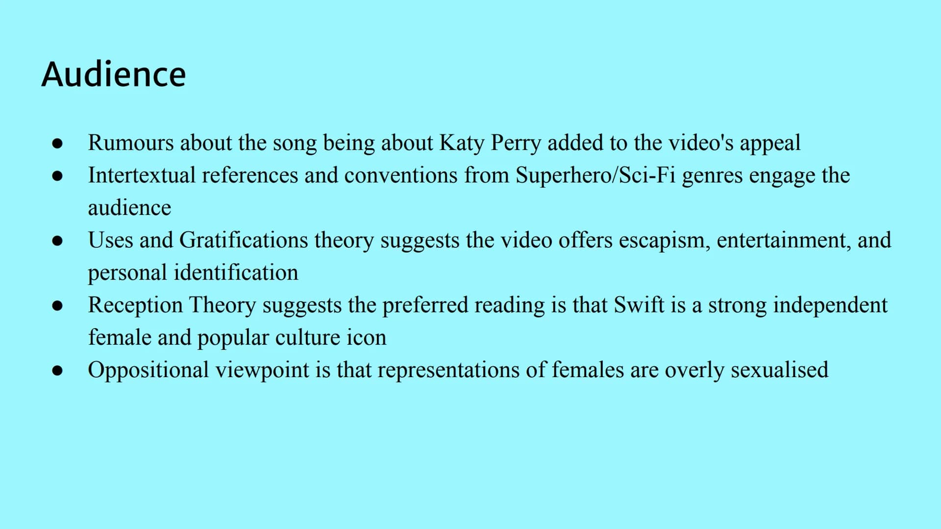 # Eduqas GCSE Media Studies
vevo # Background context
* "Bad Blood" released in May 2015, 4th single from album 1989 (2014).
* Remixed