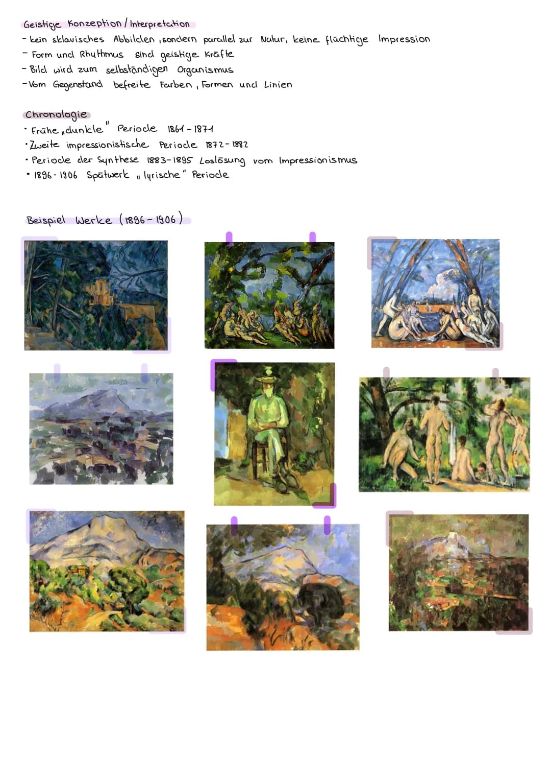 # Kunst Klausur Paul Cézanne
Paul cezanne (1839-506)
- Vorreiter der modernen Malerei
- Kunst als Harmonie parallel zur Natur
- Er sucht