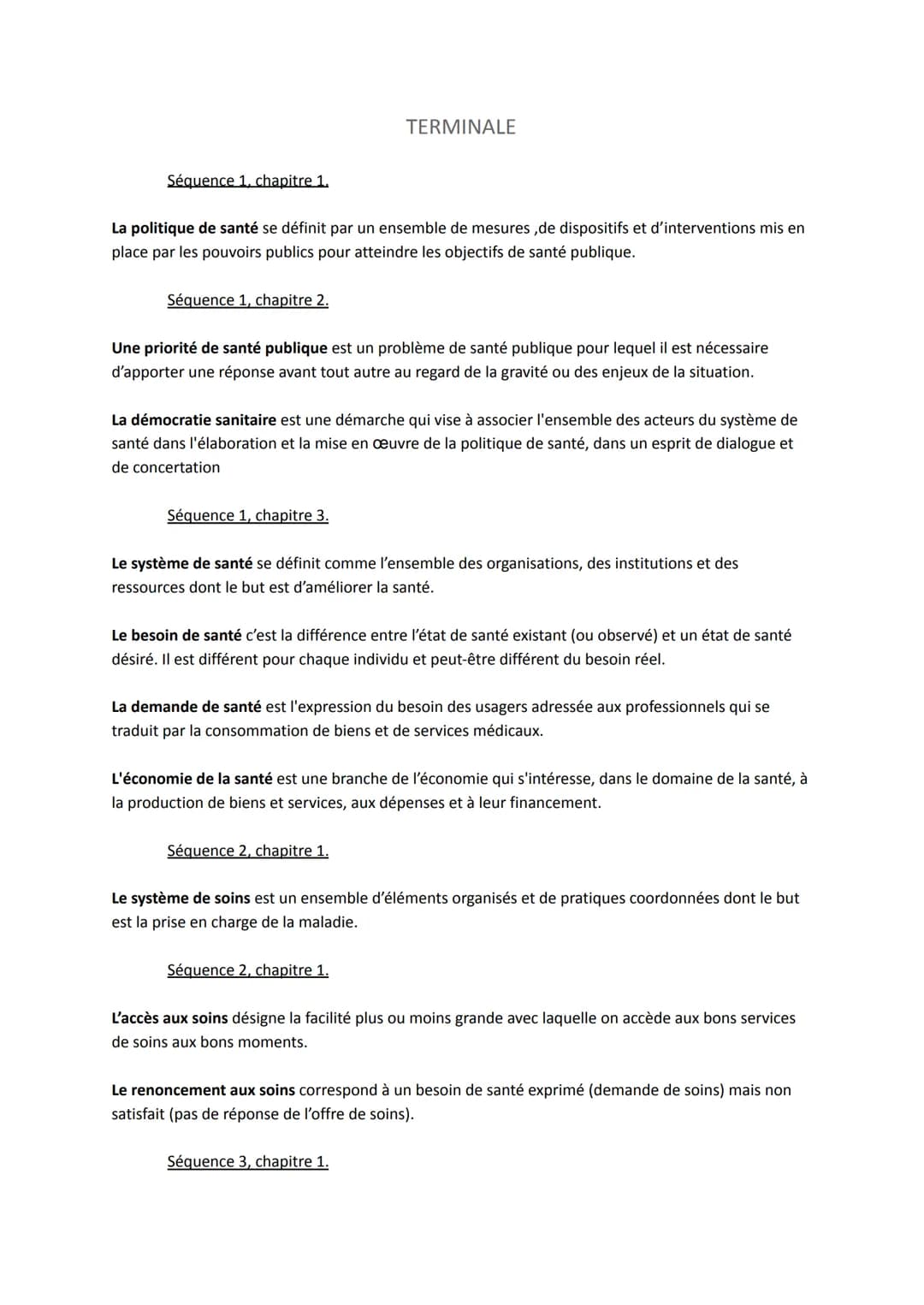 # DÉFINITIONS
PREMIÈRE
Séquence 1, chapitre 1.
La santé individuelle est un état de complet bien-être physique, mental et social et ne co
