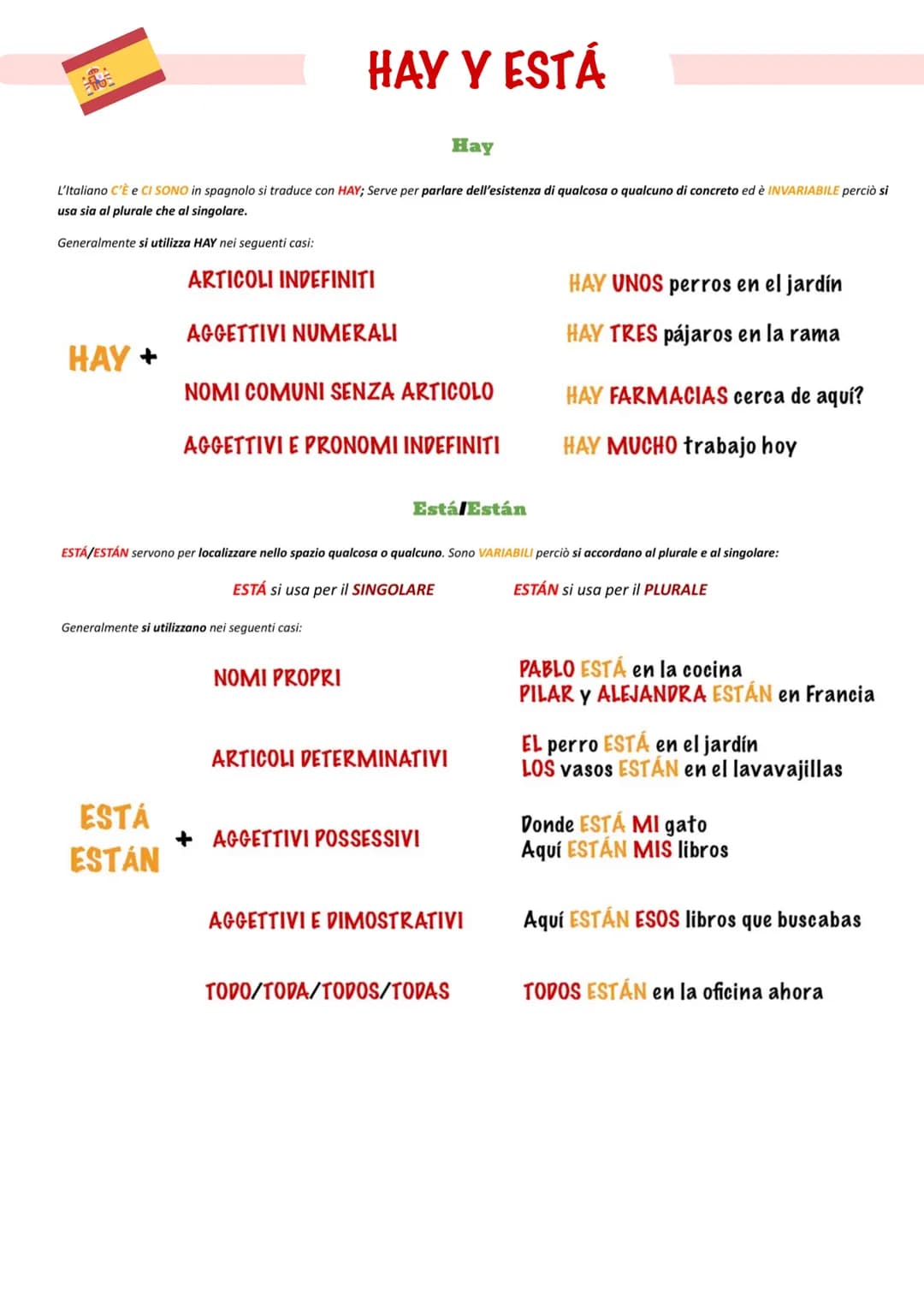 # HAY Y ESTÁ
Hay
L'Italiano C'È e CI SONO in spagnolo si traduce con HAY; Serve per parlare dell'esistenza di qualcosa o qualcuno di concr